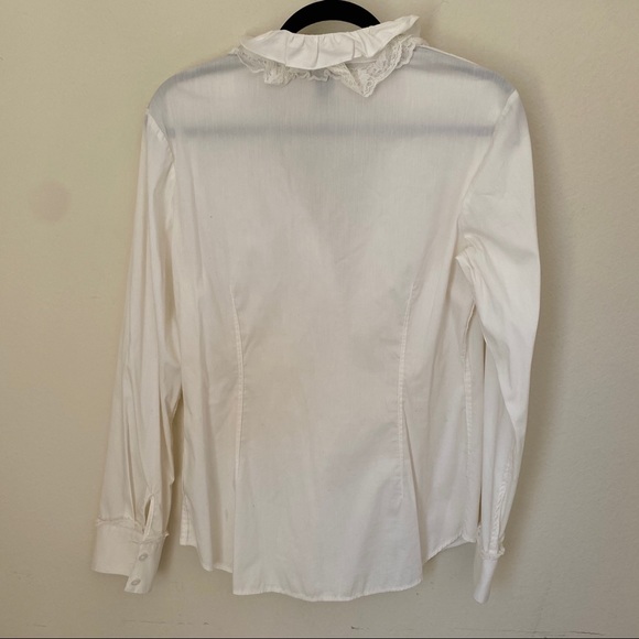 WHBM White Ruffle Lace Button Up Long Sleeve - Picture 8 of 9